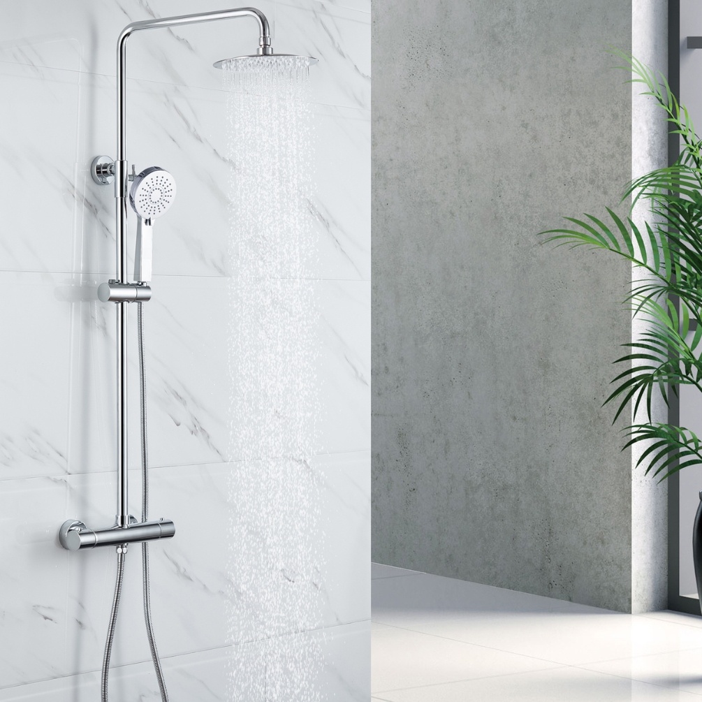 Product Lifestyle image of the Abacus Iso Chrome Thermostatic Exposed Shower Mixer